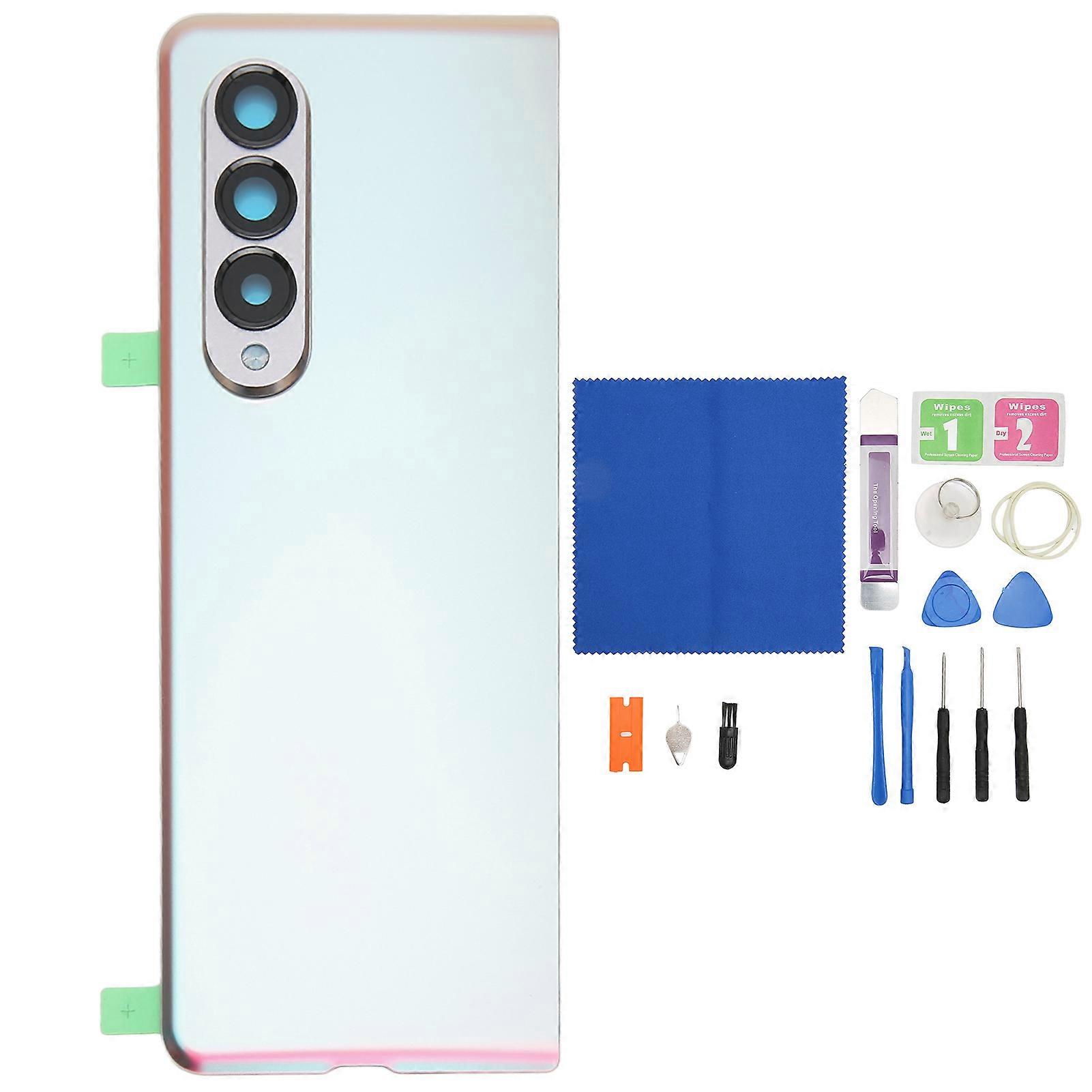 Kit de remplacement de vitre arrière avec objectif d'appareil photo et ruban adhésif préinstallé pour Z Fold 3 5G SM F926 Argent