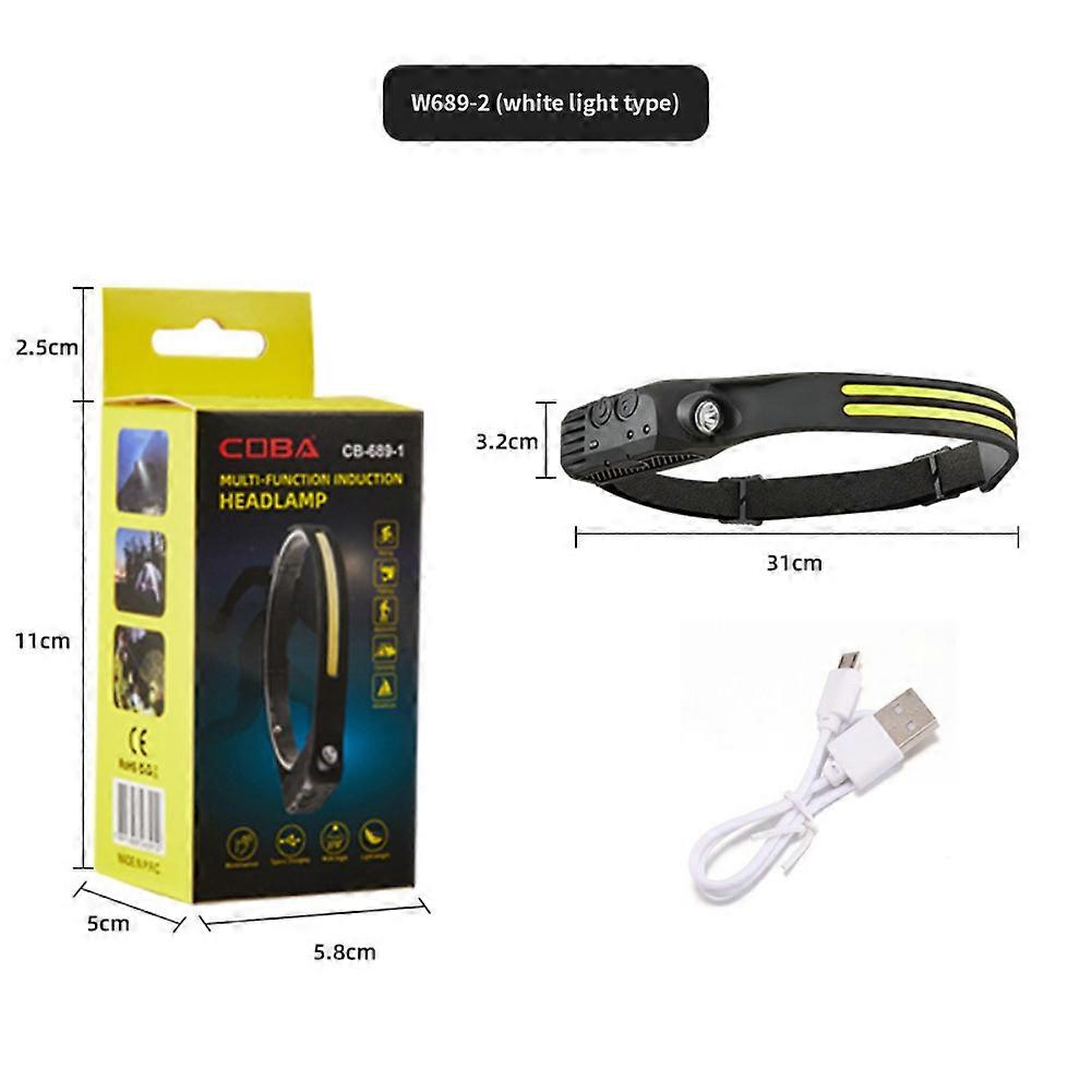 COB LED Headlamp B Rechargeable Headlight Bar Head Band Lamp Torch Work Lights