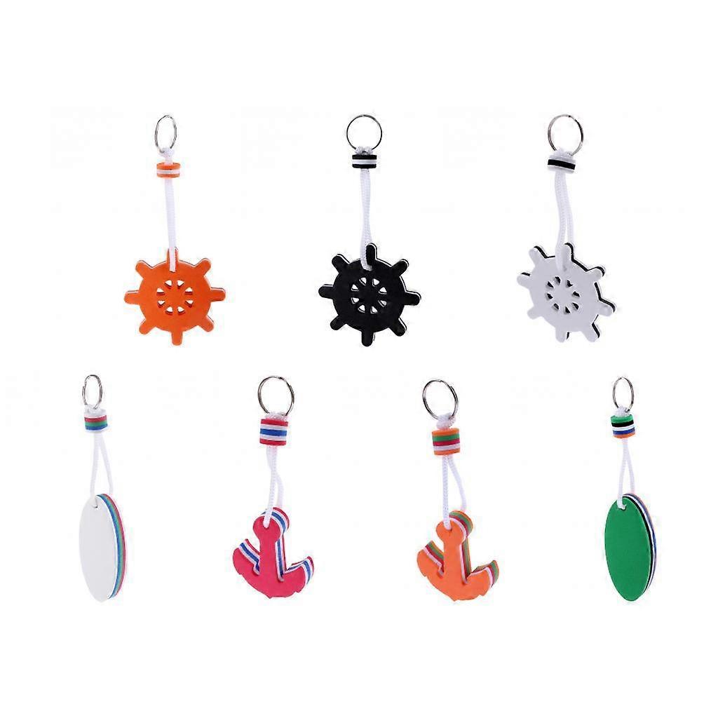 7x Steering Wheel Shaped Marine Boating Keyring Floating Key Float