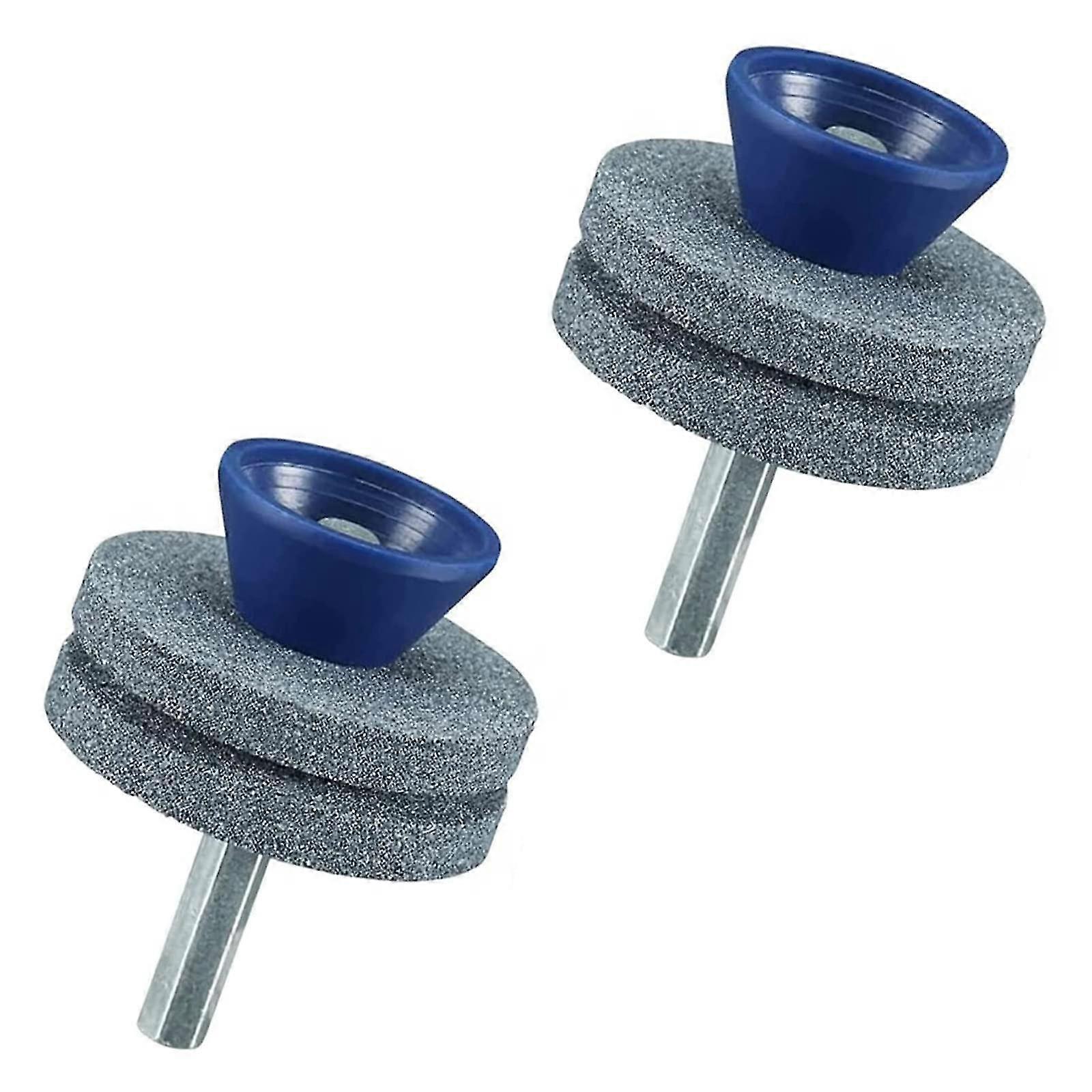 Double Layer Lawn Mower Blade Sharpener, Wear Resistant, Fits Most Drills or Professionals (2 Pieces)