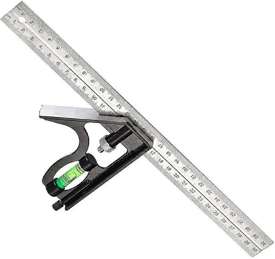 Stainless Steel Ruler Anti-rust Combination Square Measuring Ruler Right Angle Centimeter Ruler Adjustable Graduated Ruler 45/90 Line Measurement Rule