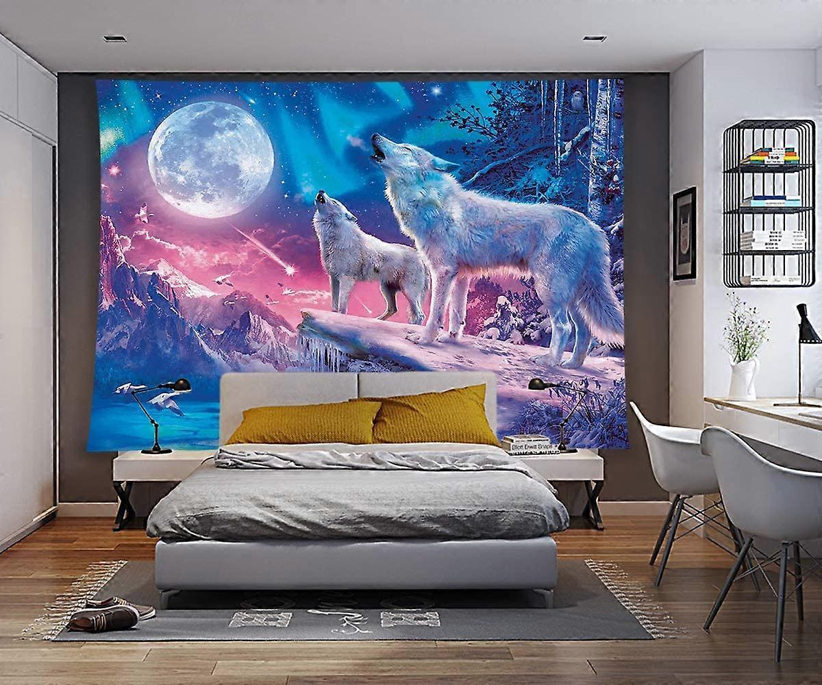 Feelyou Wandteppich »Heulender Wolf Mit Rose« - Verschiedene Größen, 100% Mikrofaser