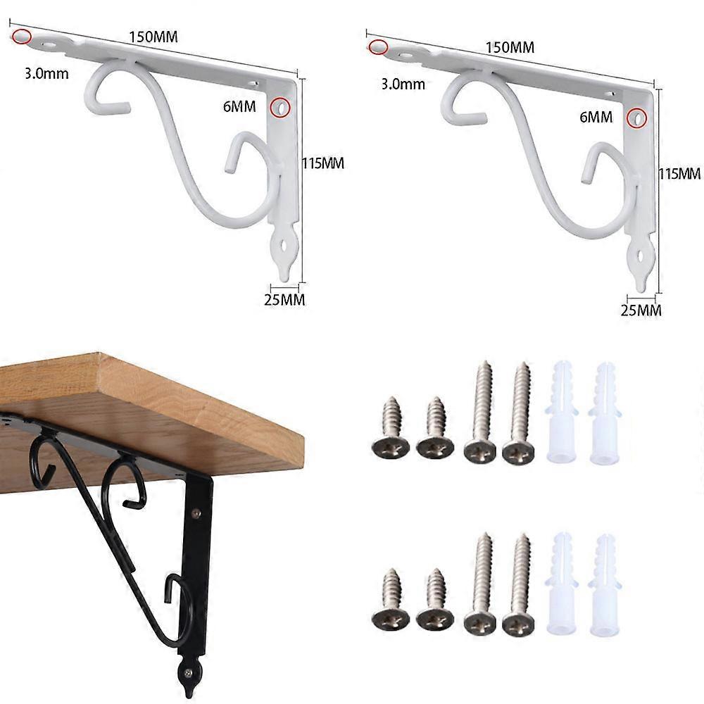 2-piece set (white, about 150*115*25mm) folding table stand Triangular Console, Split Shelf, Right Angle Iron Frame, Wall Support Frame, Laminate Fram
