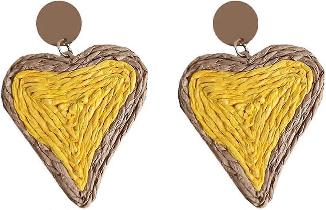 البوهيمي المنسوجة القش الخوص الرافيا الروطان تتدلى الأقراط دائرة هندسية جولة قطرة الأقراط