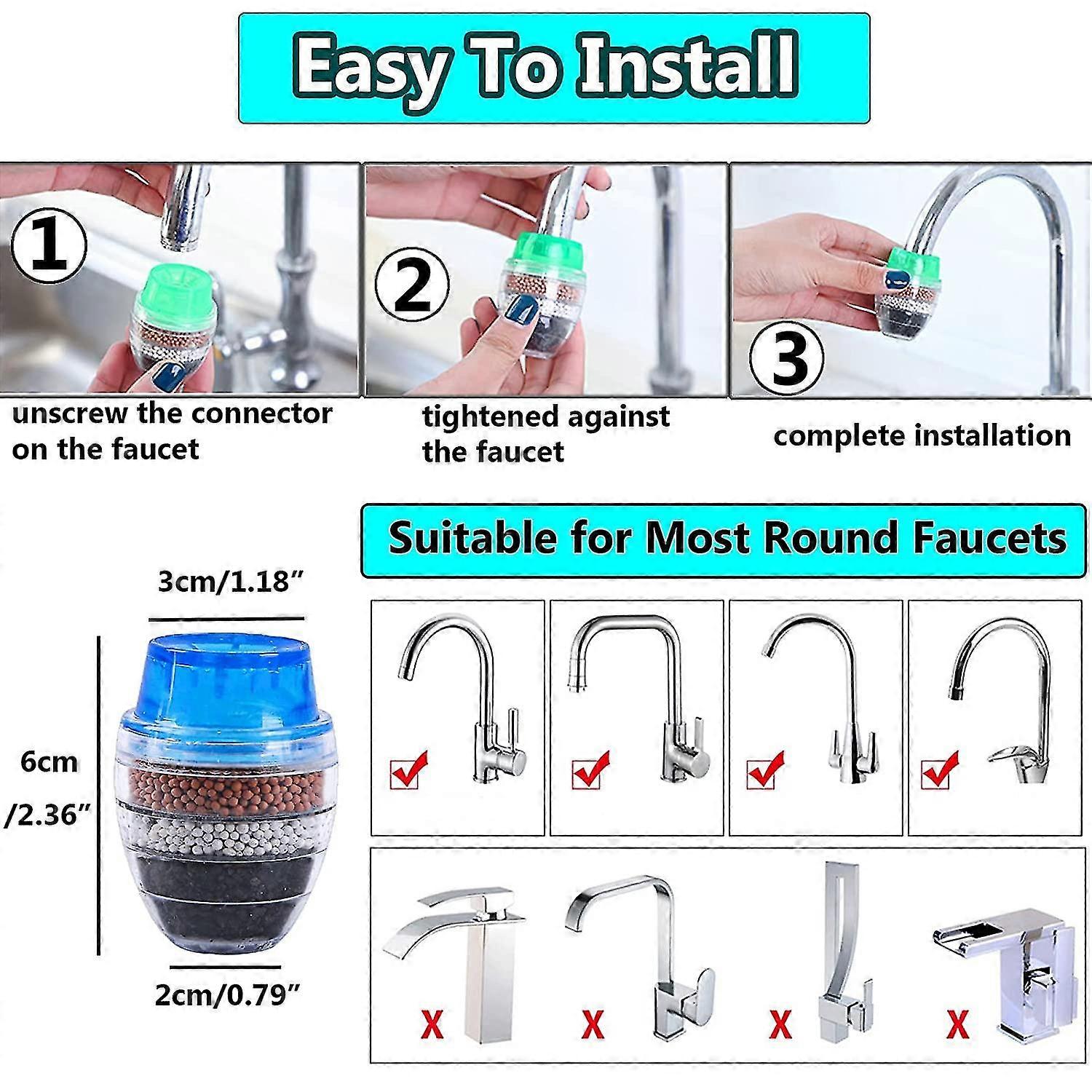 Filtre Eau Cuisine 2 Filtres à Eau Pour Robinet Avec 6 Cartouches - Purificateur Universel Cuisine/Salle De Bain Adapateur Robinet Universel