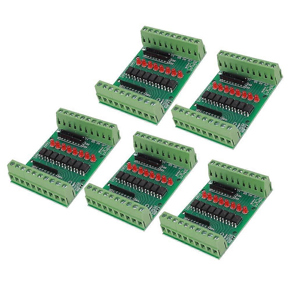 8-Channel Optocoupler Isolation Module, 5 Pieces DC 12V-24V 8CH Optocoupler Isolator, 8-Channel NPN Low High Level Output Signal Converter