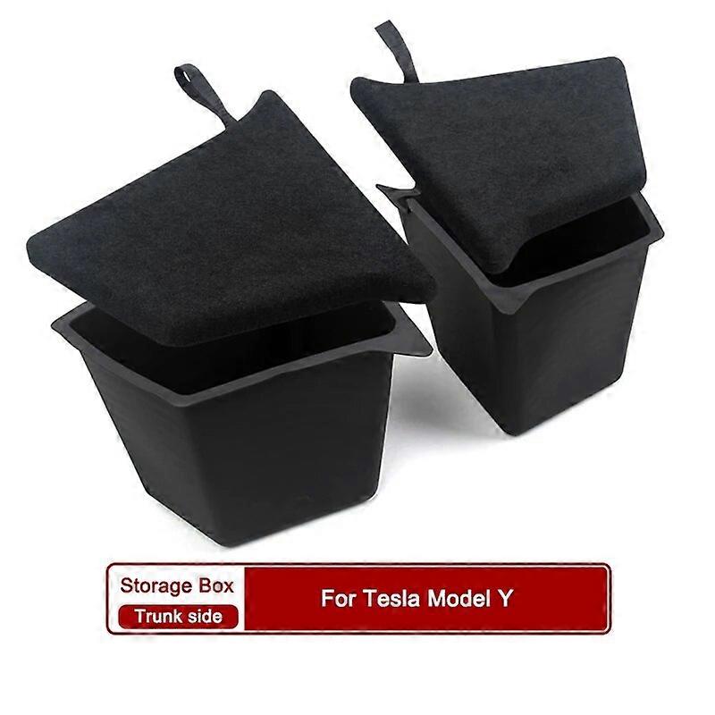 Update Car Trunk Side Storage Box For Tesla Model 3 Y 2022 Rear Tailbox Space Organizer Fire Extinguisher Partition Accessories