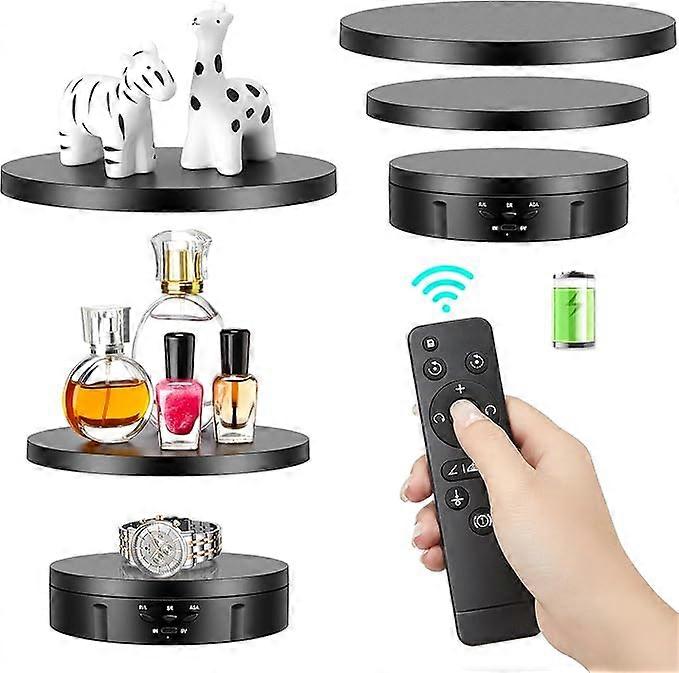 3 in1 Motorized Rotating Display Stand with Remote Control and 15/18/22cm Replacement Cover, Electronic Turntable Stand for Photography Products