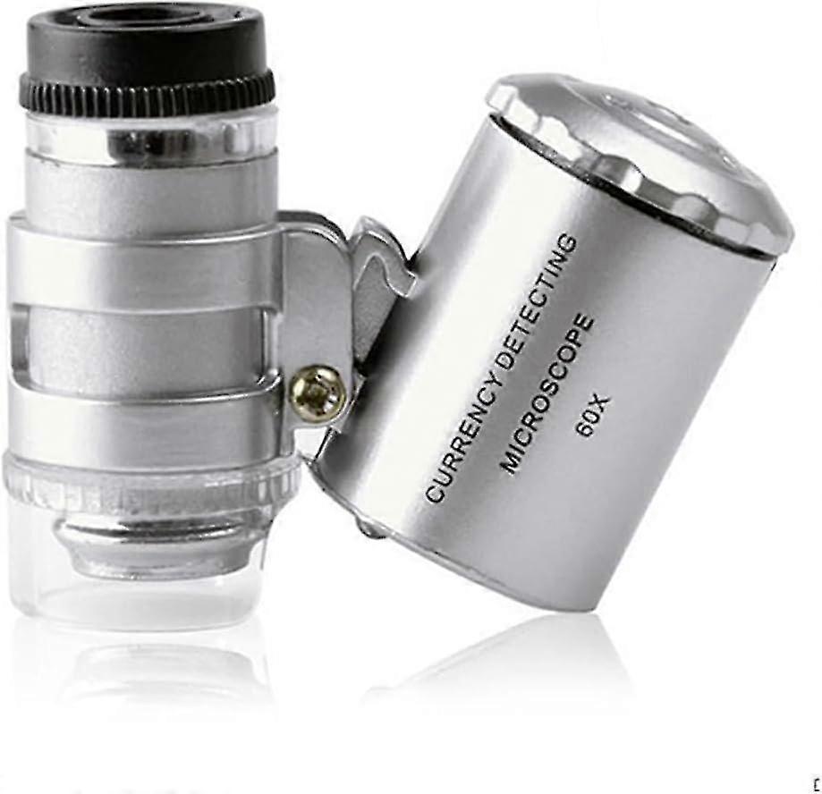60X Portable Mini Pocket UV Light Currency Detector Jeweler Magnifier Microscope