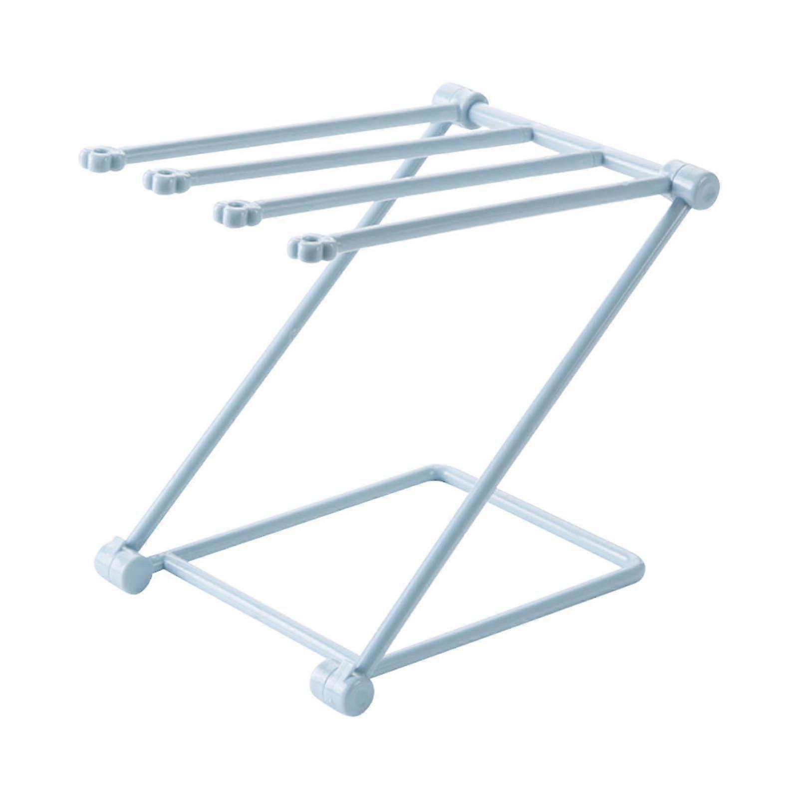 4-Arm Folding Countertop Dishcloth Drying Rack - Light Blue