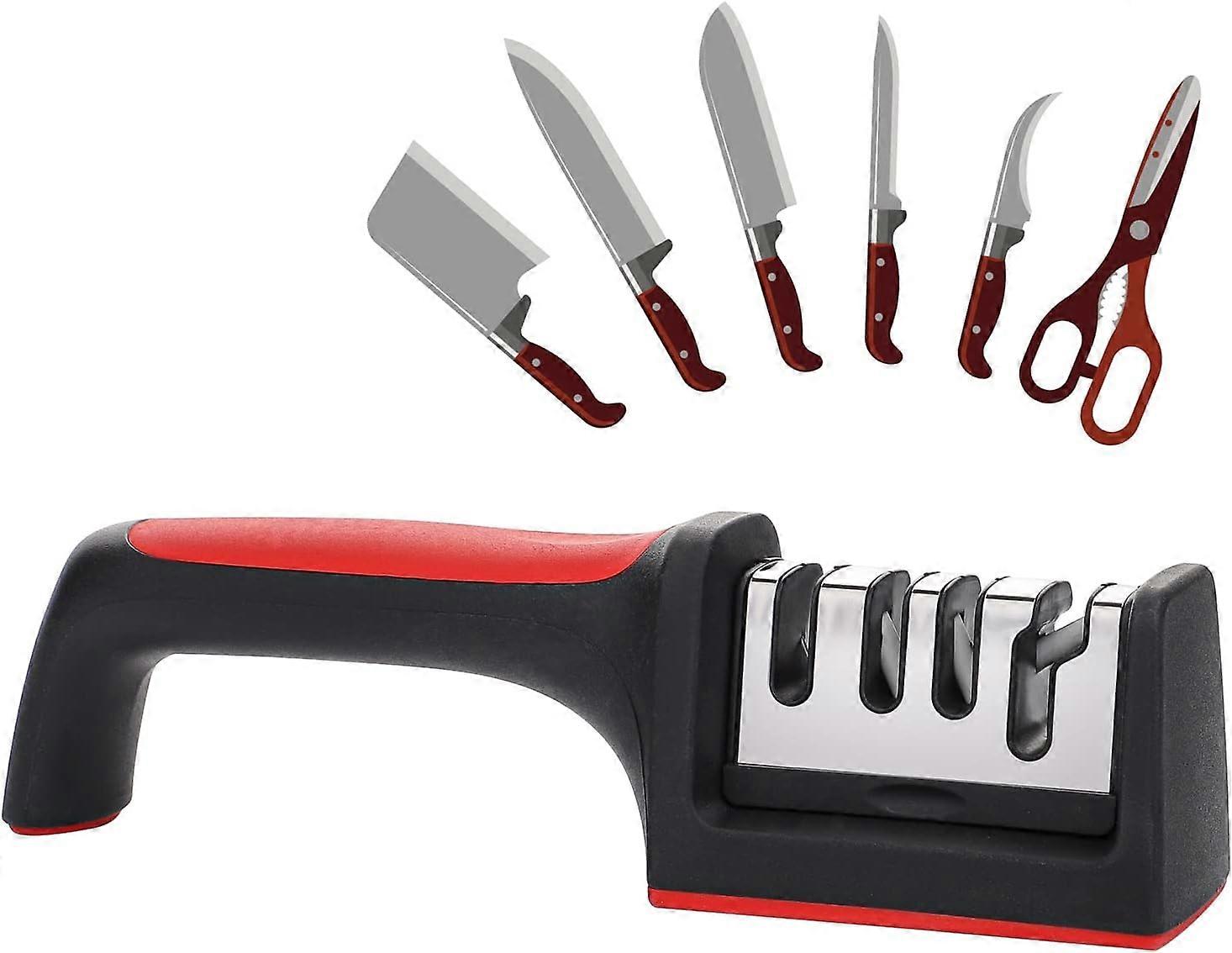 Knife Sharpener, 3 Level Manual Chef Knife Sharpener for Home Kitchen Precision Sharpening Tool