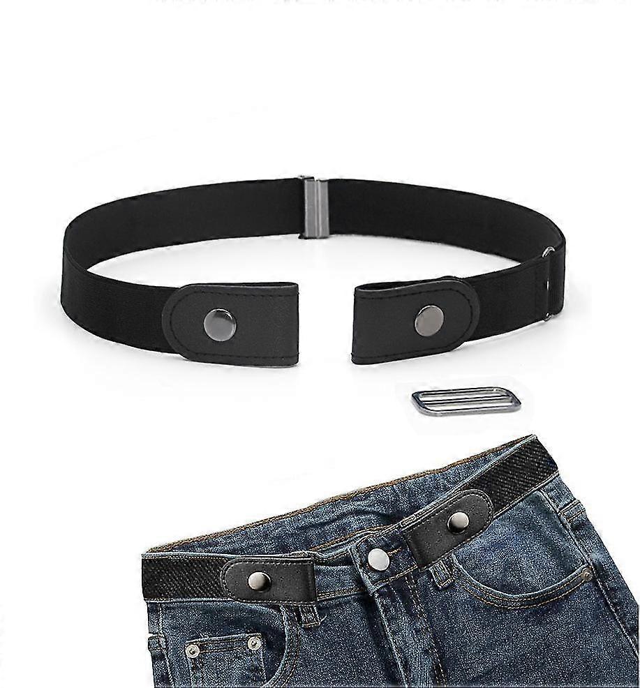 1pcs cinto ajustável sem fivela, cintura elástica invisível unisex, elástico (preto)