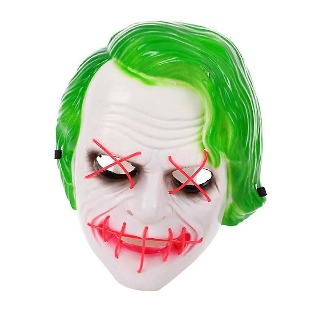 Clown with Green Hair Mask PP Full Face Mask Costume Play Face Cover for Halloween