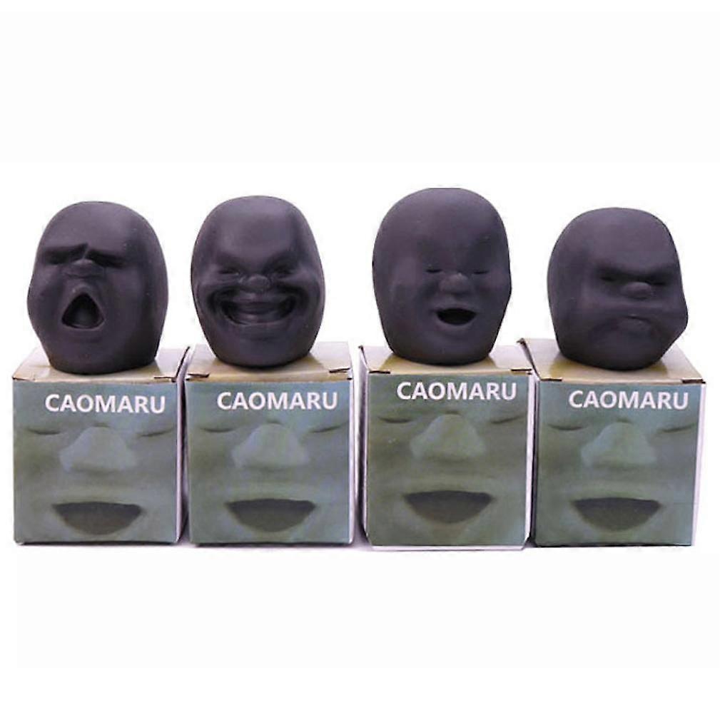 4pcs Decompression Face Ball Doll Trick Anti Stress TPR Squeezing Toy Funny Caomaru