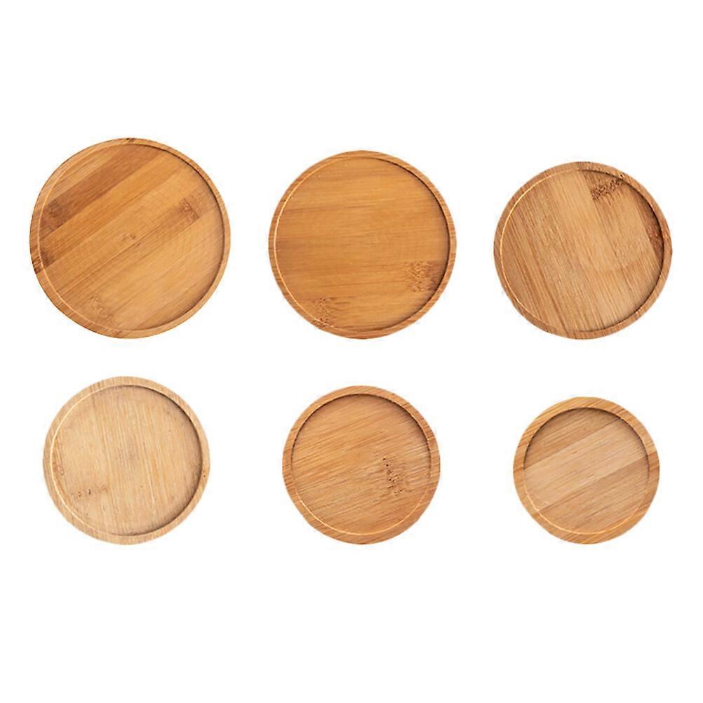 6pcs Bambus Blumentopf Tablett Dekorative Blumentopf Grundplatte Runde Pflanztopf Tablett