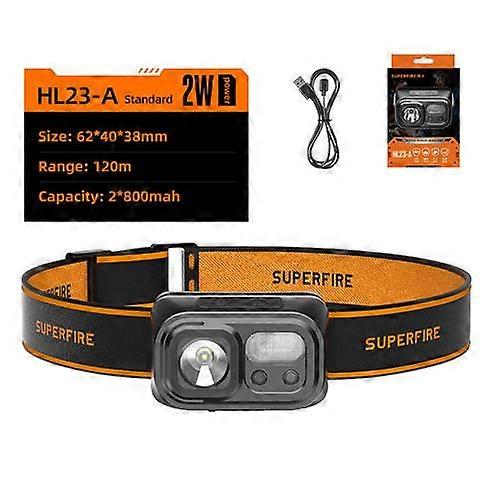 SuperFire HL23 Powerful Headlamp Camping Hiking Outdoor Rechargeable LED Torch With USB-C 9 Lighting Modes Work Flashlight