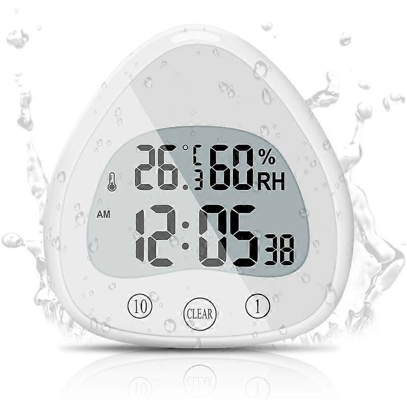 Bathroom Clock, Digital Alarm Clock, Shower Clock with Waterproof Touch, Waterproof Timer Thermometer Portable Display Clock