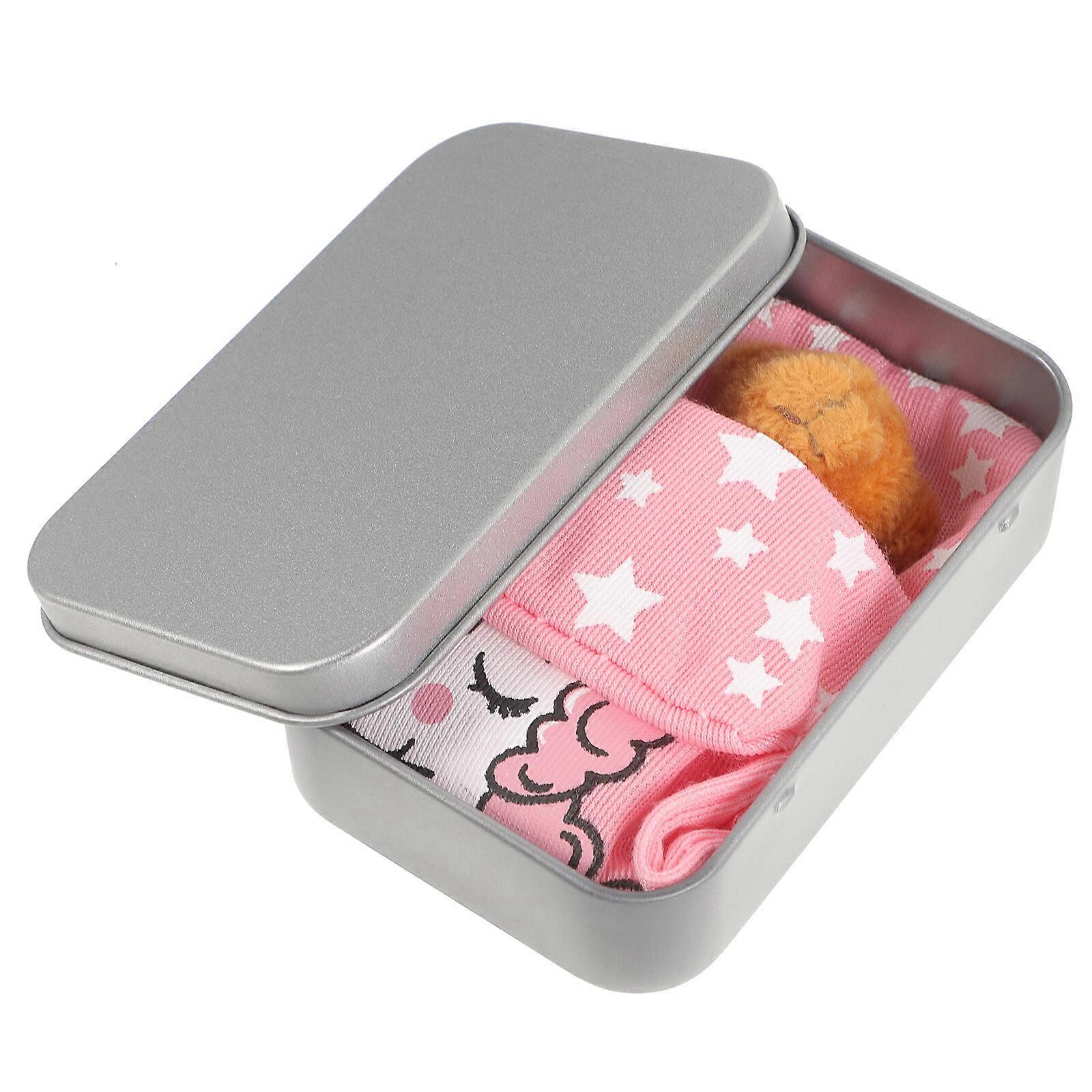 1 Set Mini Stuffed Bear in a Tin Stuffed Mini Bear Ornament Kids Room Desktop Adornment