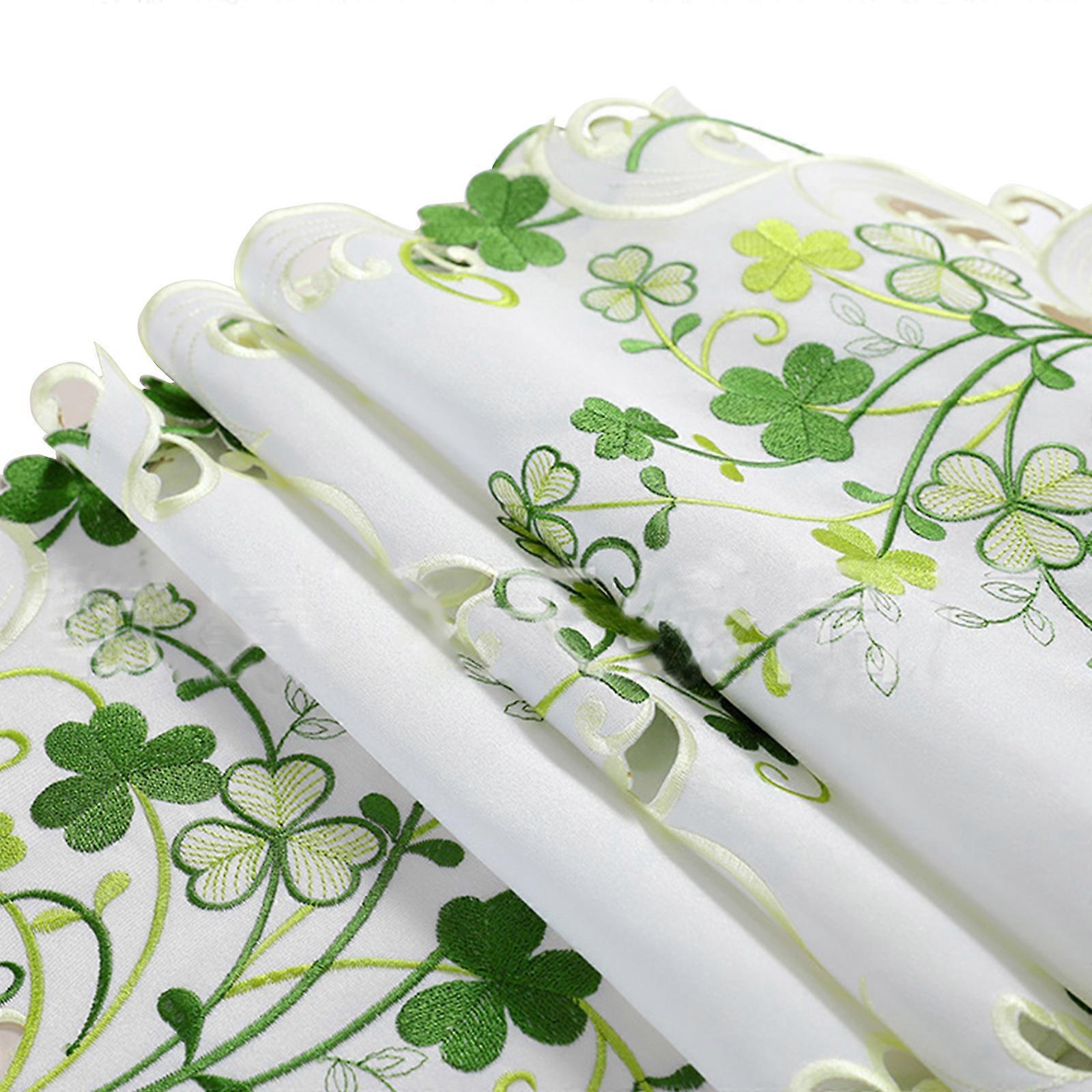 Clover Print Lace Tablecloth Wrinkle Free Stain Resistant Table Runner Decor