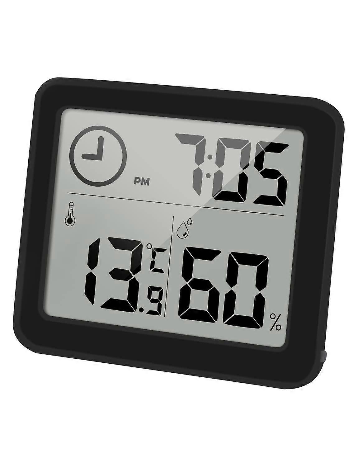 Digital Thermometer/Hygrometer Large 3.2LCD Display with Clock(Black)