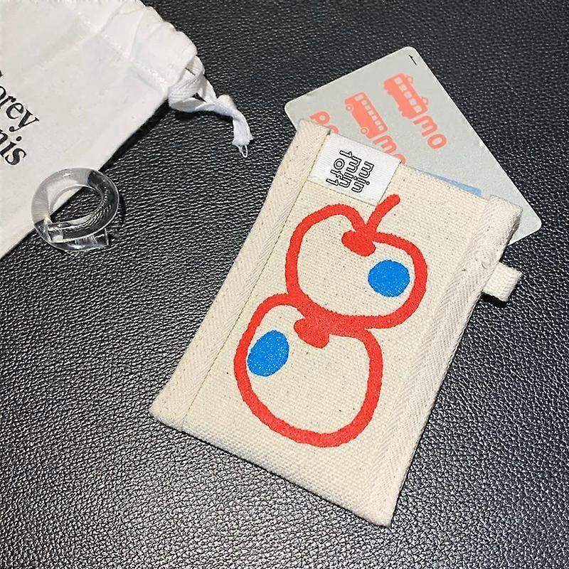 Japanese Style Canvas Business Bank ID Card Holder Double Layers Bus Photo Credit Card Badge Protector School Stainery