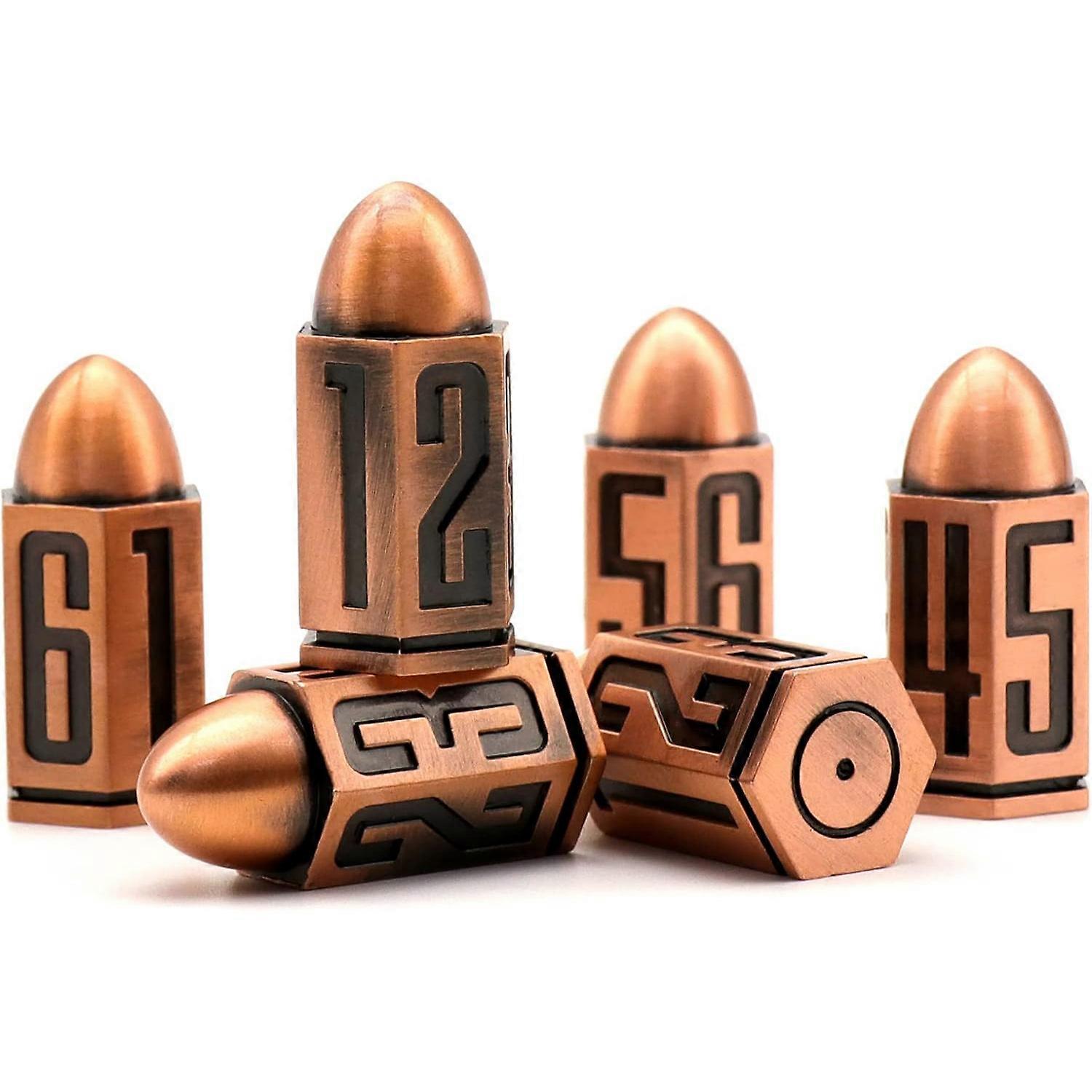 D6 Bullet Metal Dice Set for Table Board Games, 7 Sided Dice 7 Pieces   For Playing Party