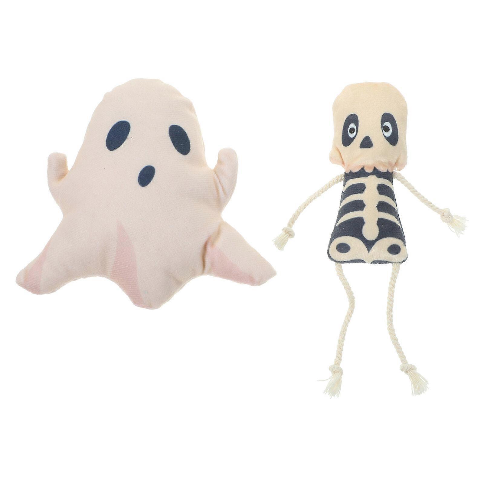 2pcs  Ghost Skull Shape Cat Toy Cat Teething Toy Interesting Halloween Toy Cat Biting Plaything