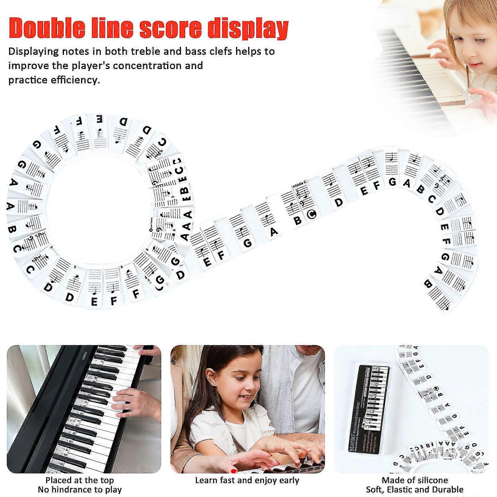 3pcs Removable Piano Keyboard Note Labels Reusable Silicone Piano Stickers 88 Keys