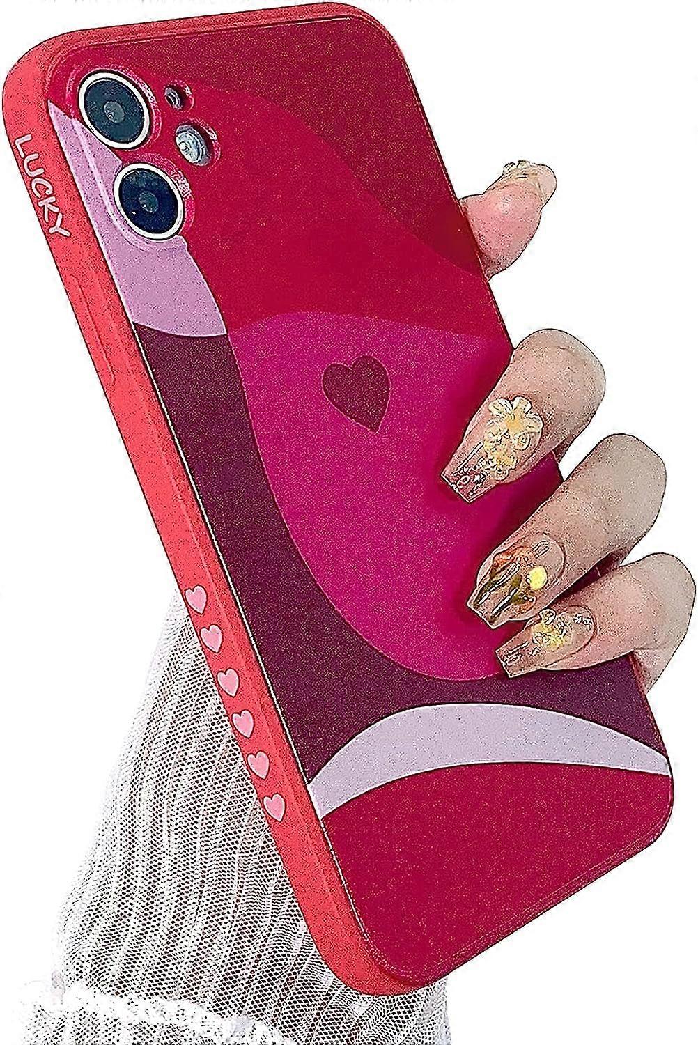 Compatível para iPhone 11 Capa para Mulheres Meninas, Coração de Amor Fofo Padrão Estético Multicolorido Soft Slim TPU Proteção Total da Câmera Capa à Prova de Choque C