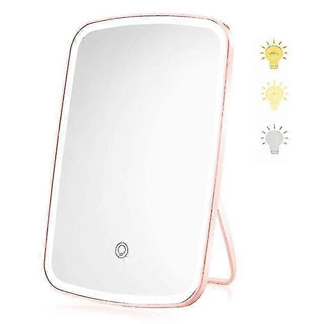 Rechargeable Led Makeup Mirror Folding Lighted Vanity Mirrorwith 3 Color Lighting Modes Cosmetic Travel Mirror With Touch Screen