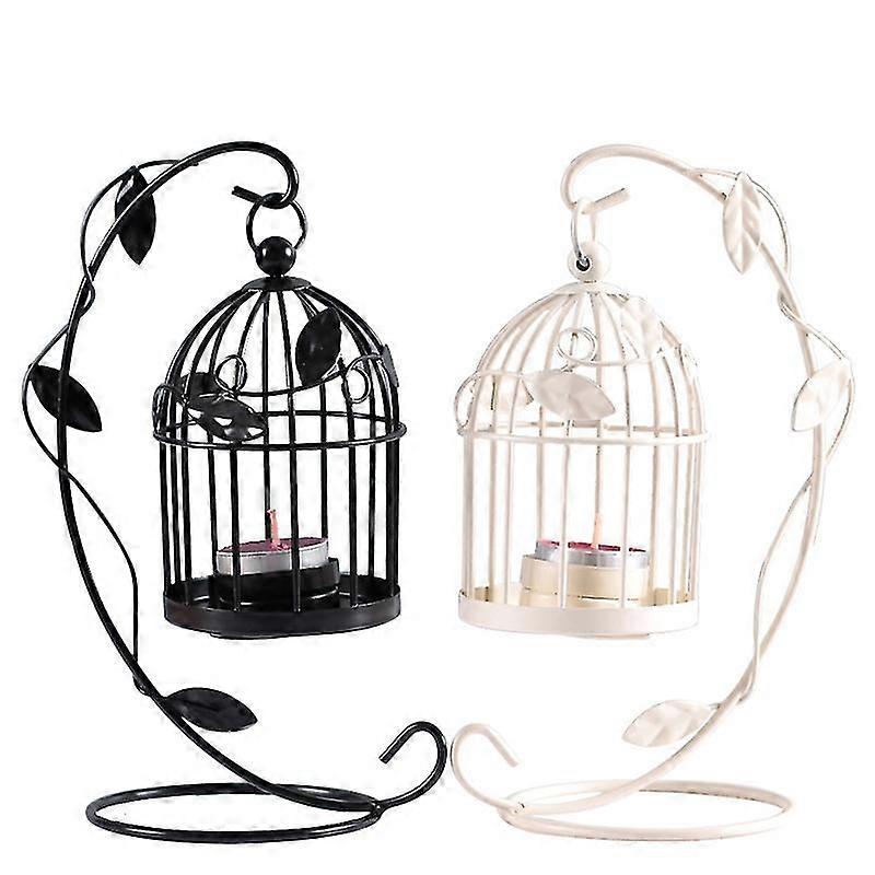 Leaf Bird Cage Candlestick Home Decoration