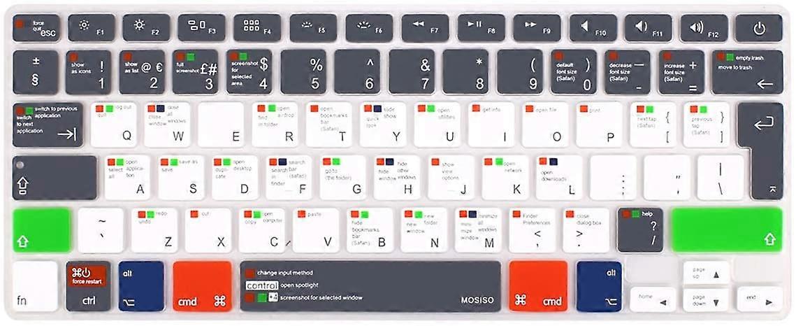 Mac OSX Gris EU/UK Keyboard Cover Compatible avec MacBook Air 13 pouces A1466 A1369 2010-2017 & Compatible avec MacBook Pro 13/15 pouces (avec/Sans Reti