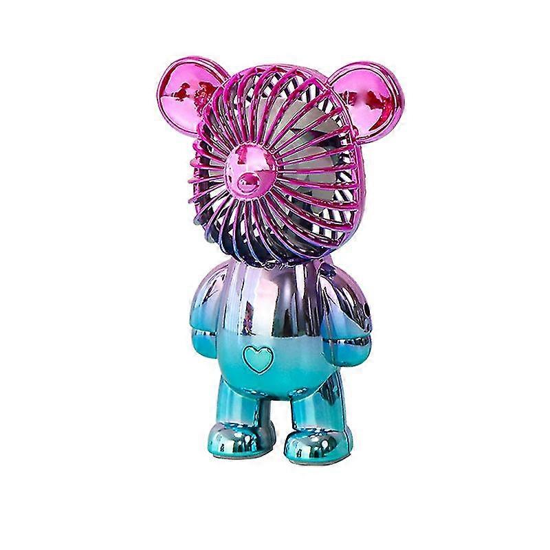 Colorful Gradient Bear Electric Fan Usb Charging Fan