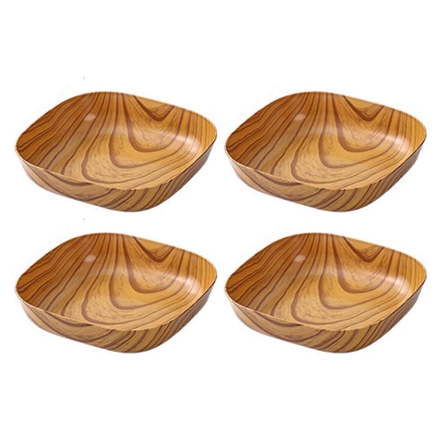 4/8Pcs Spit Bone Dish Stackable Square Simulated Wood Grain Plastic Kitchen Dried Fruit Fruit Cake