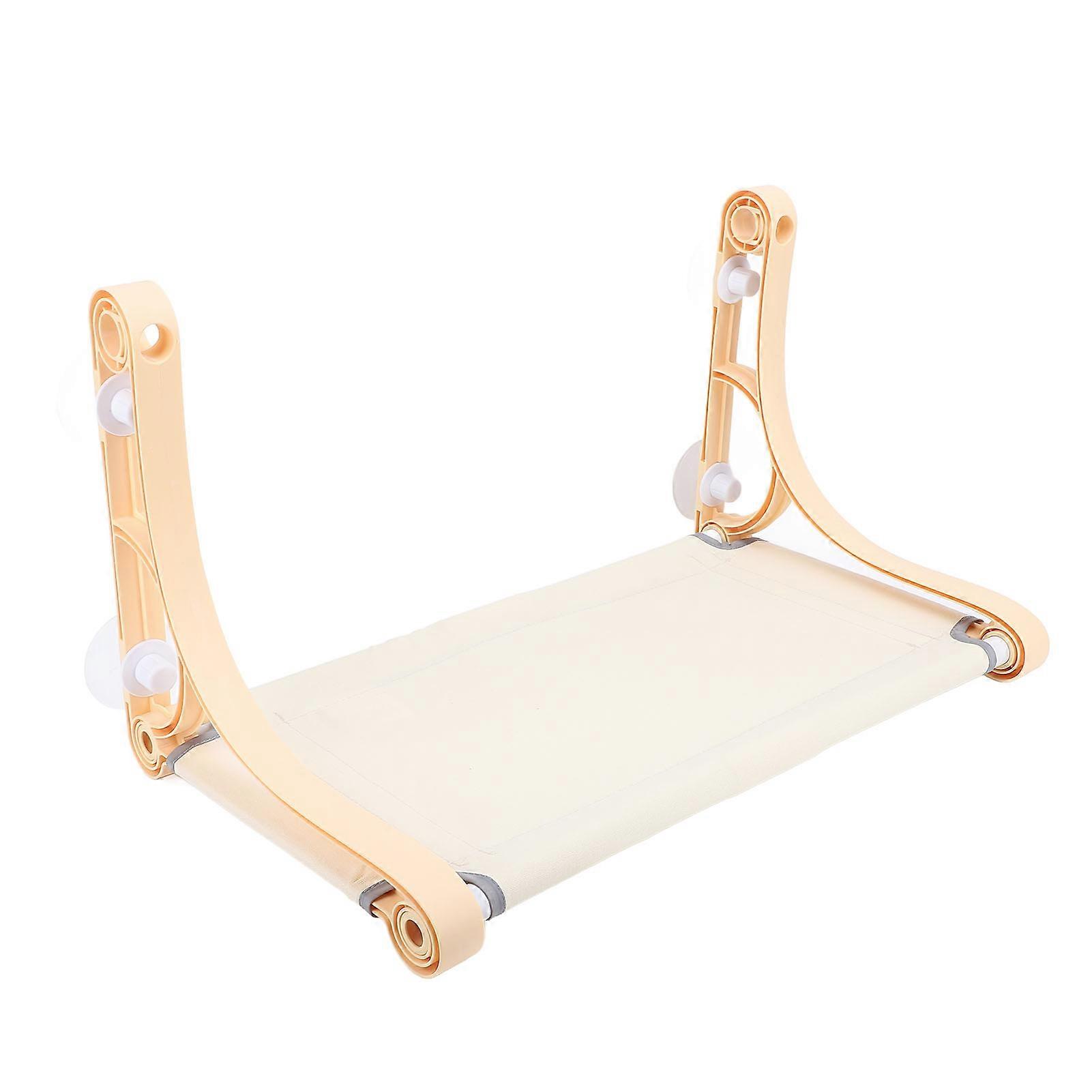Cordless Cat Window Perch Cat Hammock with 4 Suction Cups Strong Load Bearing Sturdy Frame Cat Window Seat Beige