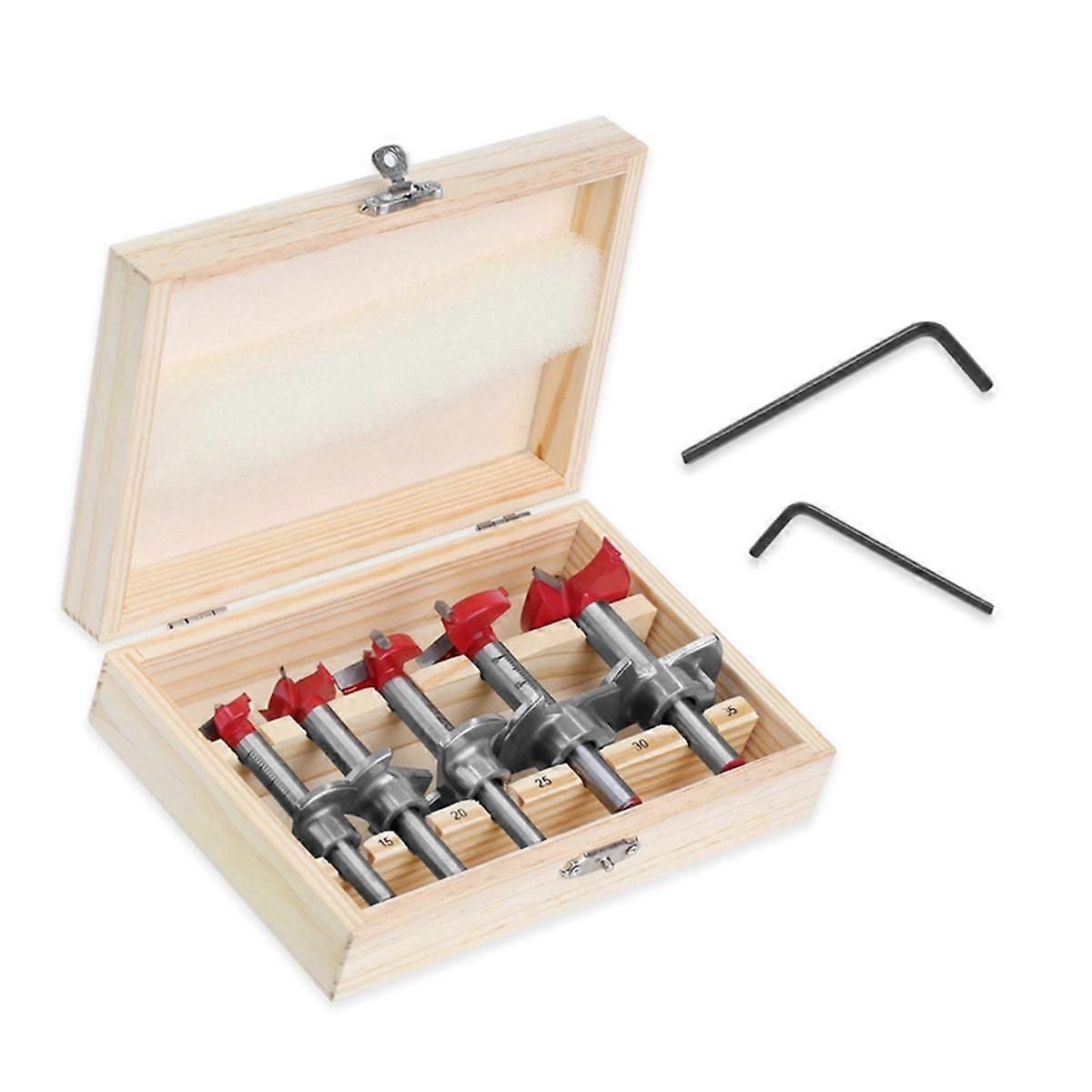 Positioning Hole Saw Kit Adjustable 15-35mm Hinge Hole Opener Woodworking Carbide Drill Bits Set