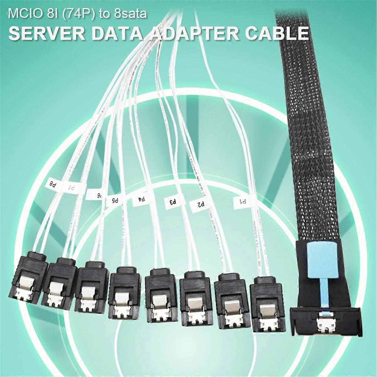 0.5M PCI-E Slimline SAS SFF-8654 8I to 8X SATA Server Hard Drive Conversion Cable SFF-8654 74P to 8