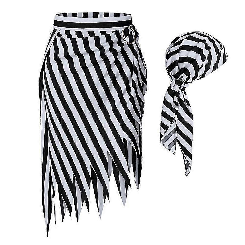 2024 المرأة القراصنة زي تأثيري عصر النهضة بلوزة قمم مشد حزام الخصر القراصنة تنورة Stipes غطاء الرأس هالوين يتوهم اللباس