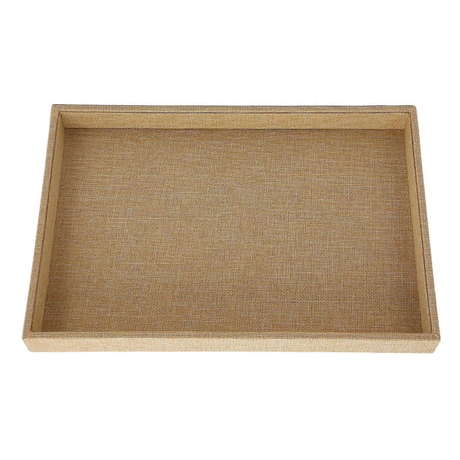 Stackable Flat Jewelry Organizer Linen Showcase Display Tray for Accessories