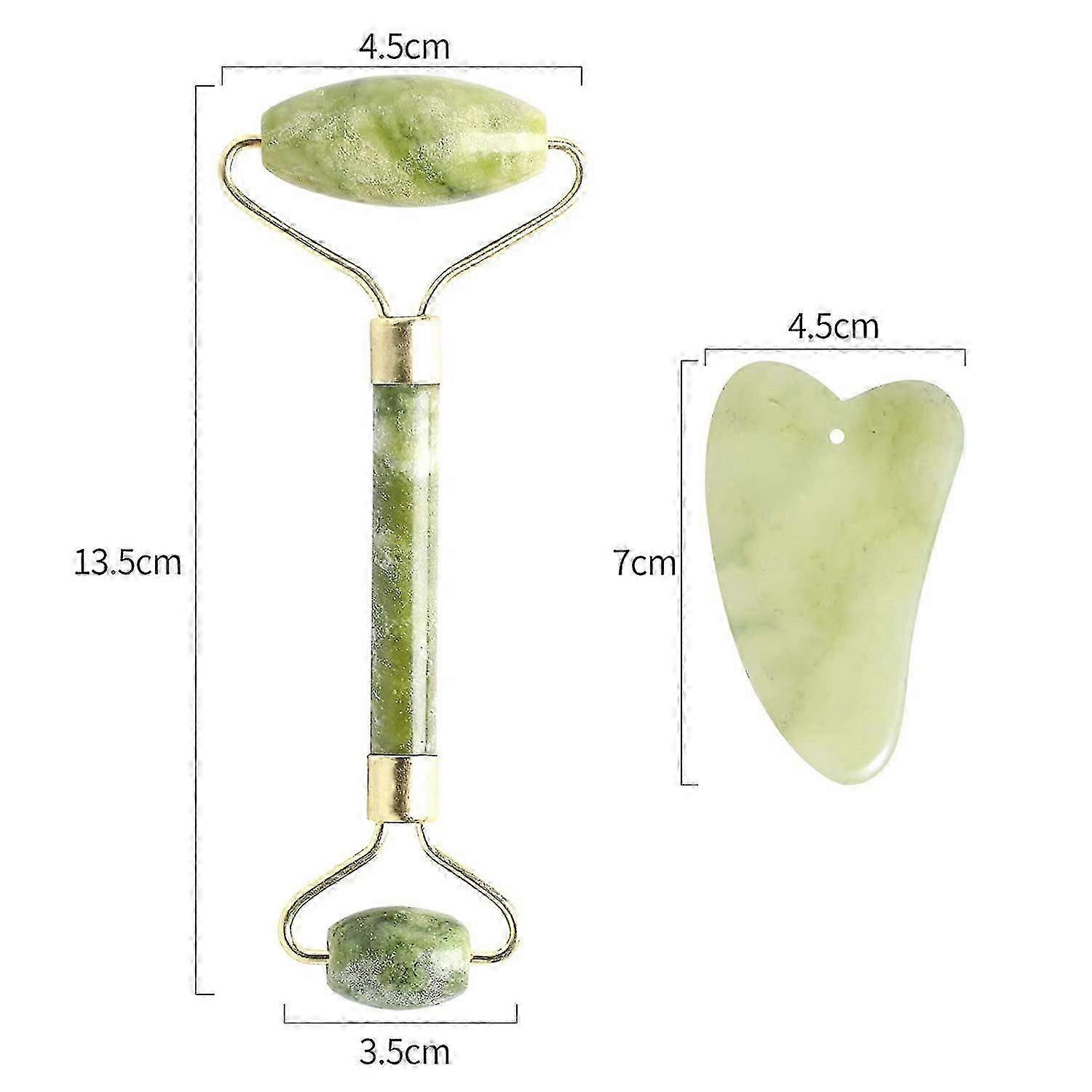 2 Pcs Jade Roller And Gua Sha Scraping Massage Tools For Face