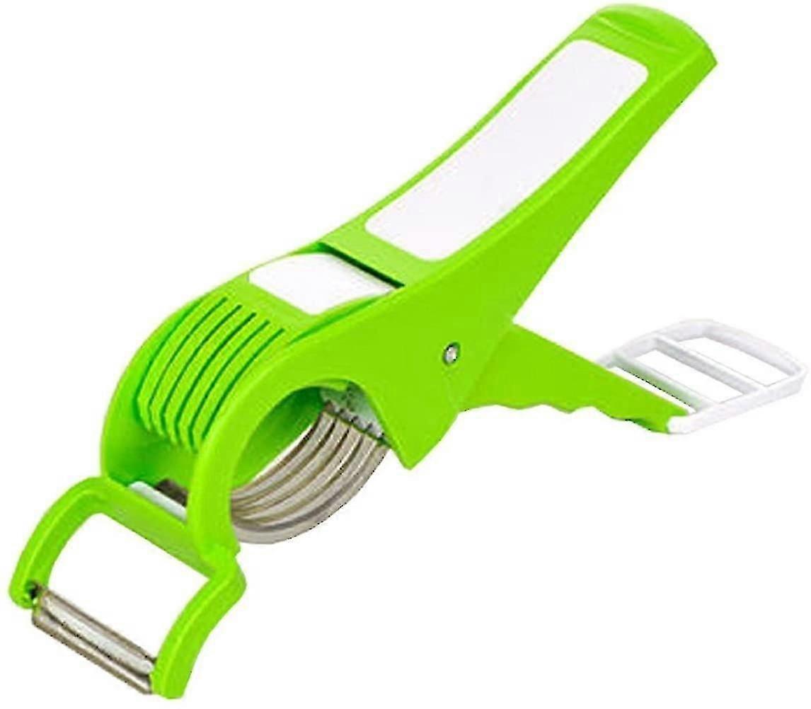 2-in-1 Stainless Steel Vegetable Slicer With 5 Blades And Peeler, Cutter With Closing System, Plastic Multi Vegetable Fruit Cutter