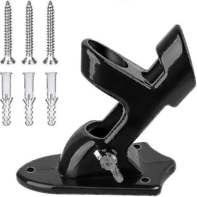 Flag Pole Holder 2 Positions Flag Pole Bracket Wall Mounted Windsock Base Aluminum Alloy Flagpole Bracket For 1 Inch Flag Pole With Screws (2set, Bla