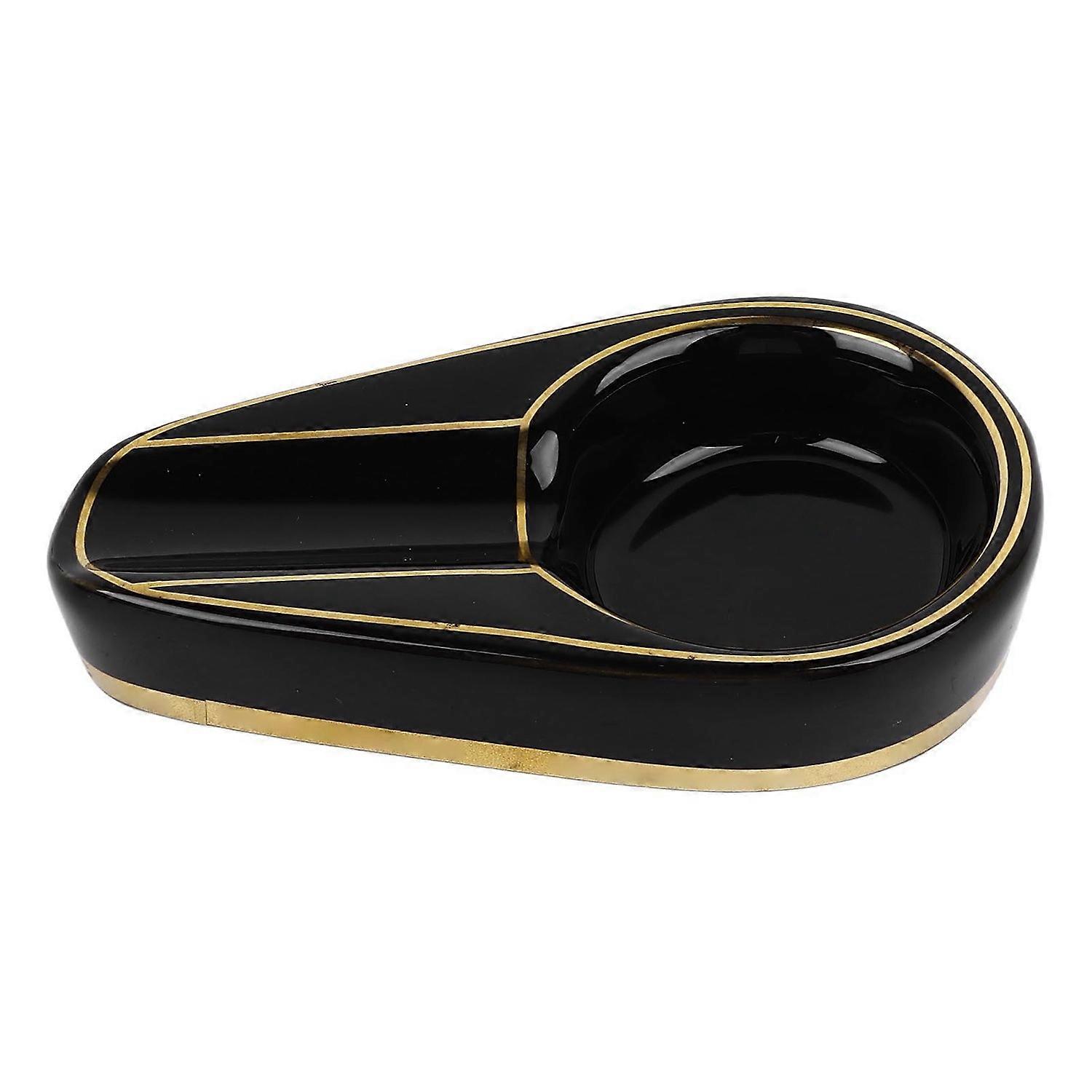 Cigar Ashtray Black Durable Ceramic Waterdrop Style Anti Slip Bottom Tabletop Ashtray for Home Bar O