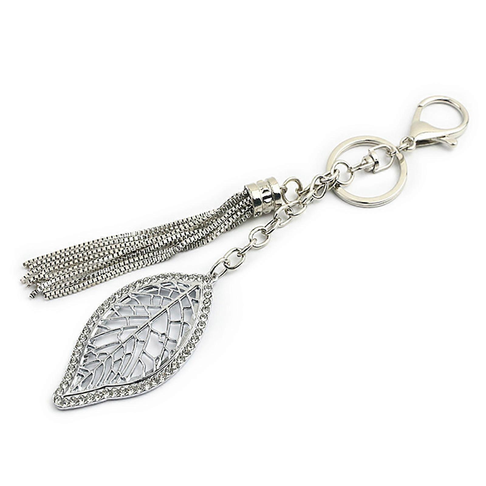 Fashionable Leaf Pendant Keychain in Sturdy Alloy Materials Portable Accessory for Adding Elegant Charm Daily Use