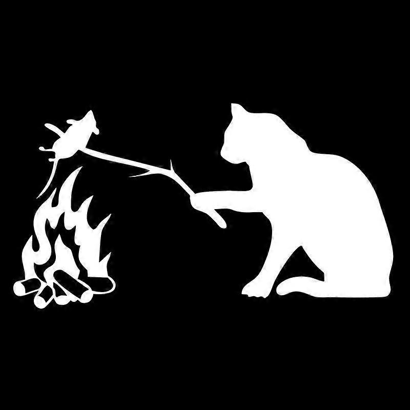 CK3377# Cat Fries A Mouse Sticker On The Car Vinyl Decal Waterproof Decoration For Rear Window Car Stickers
