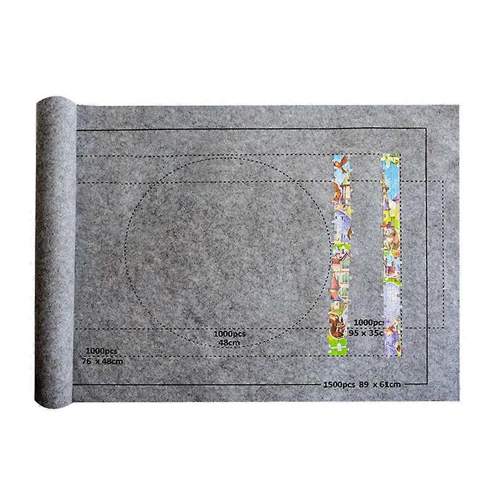 Jigsaw Puzzle Felt Mat Roll Up for Play Blanket for Up to 1500 Pieces Puzzles Travel  gray