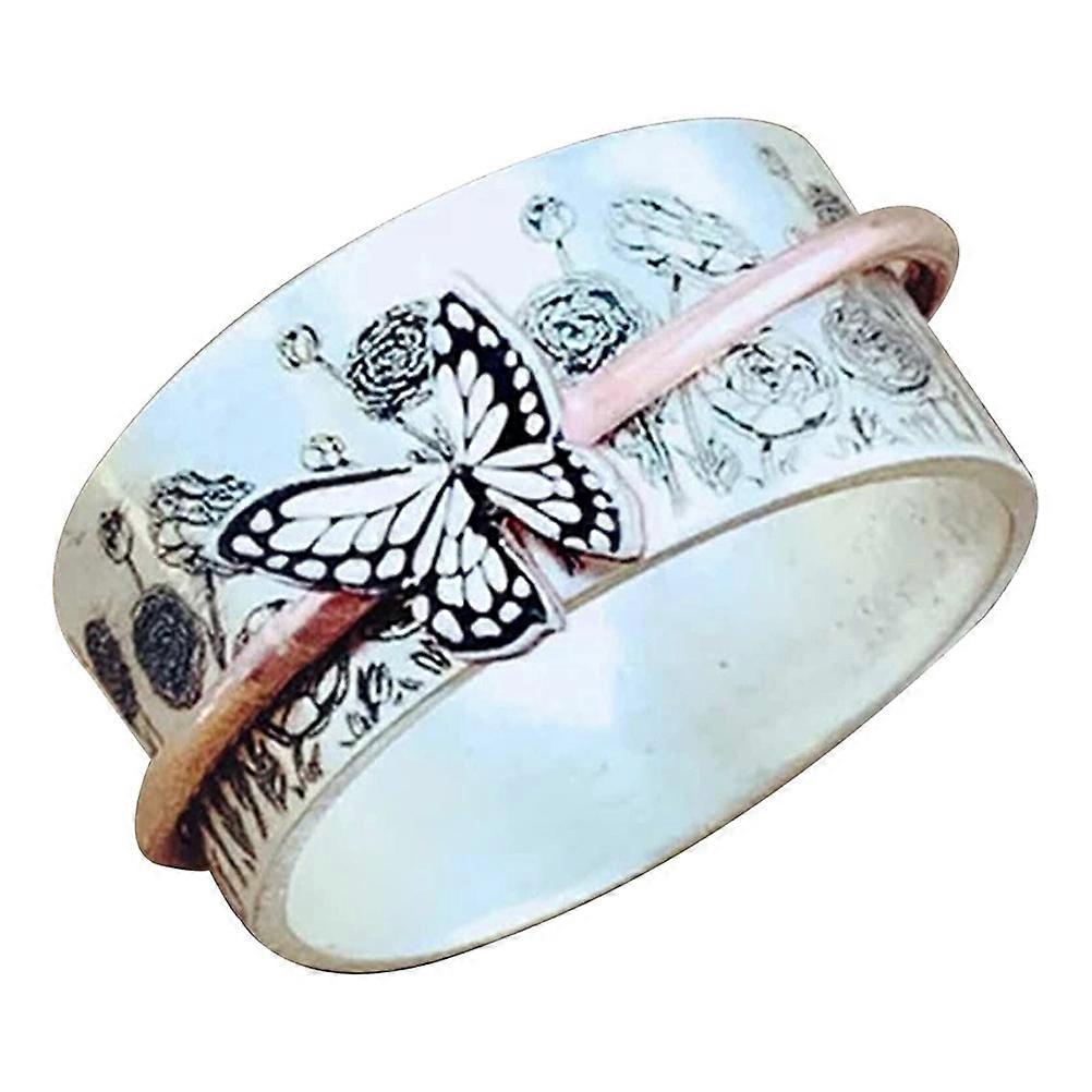 Retro Butterfly Rotating Ring, Inspirational Meditation Ring