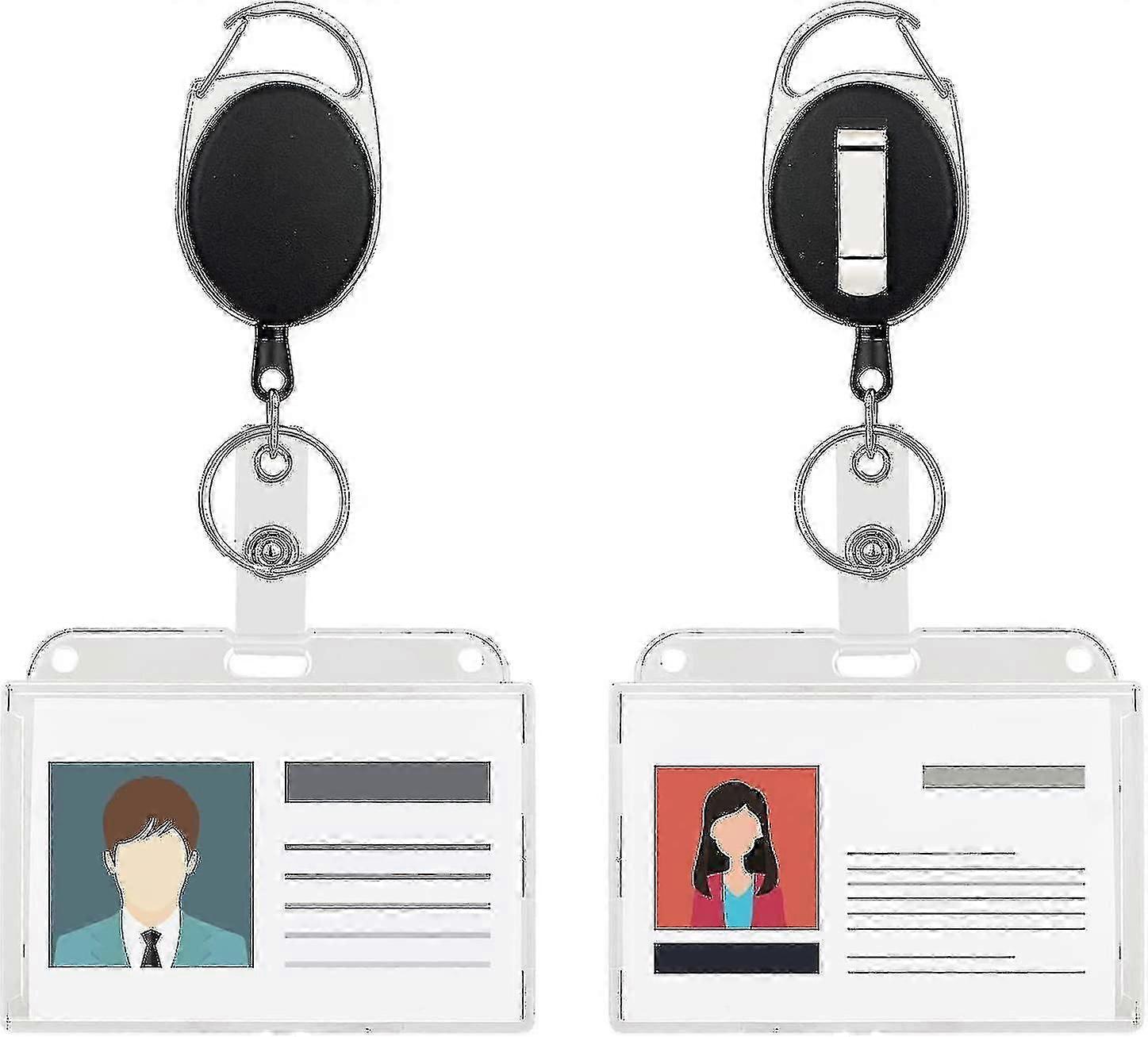 Id Card Keychain Set2 Pieces Id Card Holder With Retractable Key, Id Card Holder With Clip, Key
