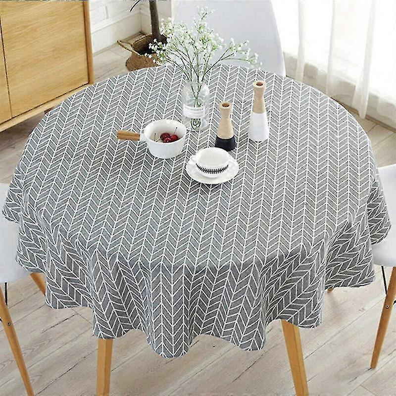 Round Tablecloth 150cm Cotton and Linen Fabric Twill Tablecloth Simple Nordic Style Fresh Durable Reusable Wrinkle Resistant Decoration for