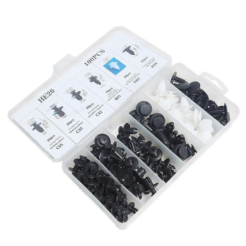 100Pcs Assorted Car Body Plastic Push Retainer Pin Rivet Fasteners Trim Moulding Clip Automotive Fur